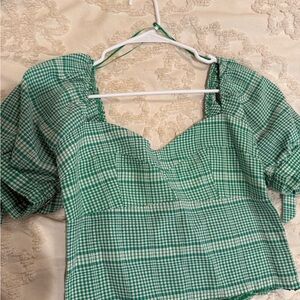 Green Checkered Women's Top